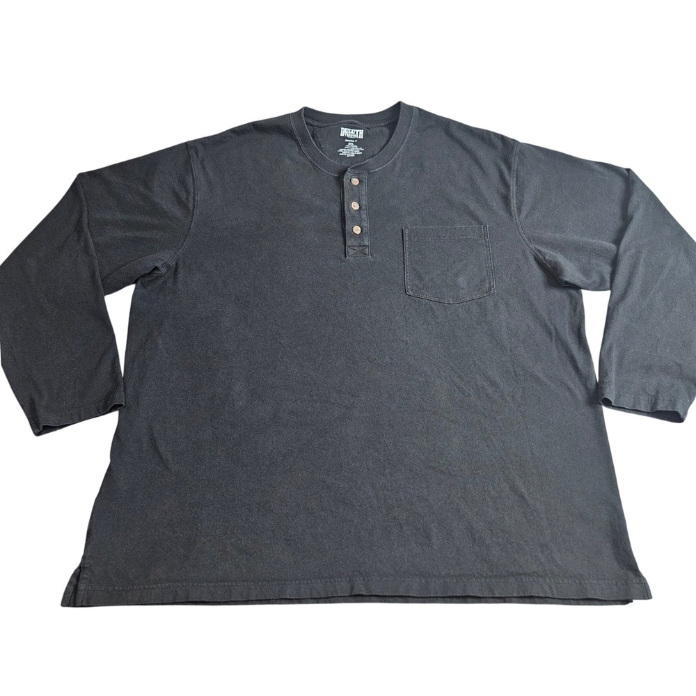 Duluth Trading Longtail T Henley TShirt Mens 2XL Black Cotton Workwear Utility